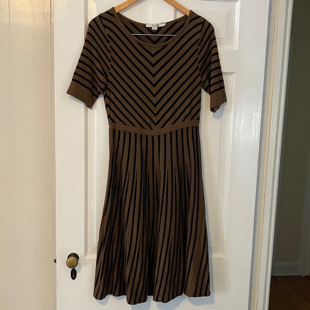 Boden Brown and Black Striped Sweater Dress